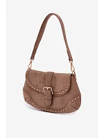 Eko semišová kabelka s cvočky tmavě béžová Clarielle