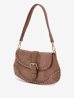 Eko semišová kabelka s cvočky tmavě béžová Clarielle