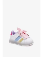 Dětské sportovní sneakers se svítící podrážkou Arielle – bílo-růžové