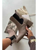 Dámské kožené semišové boty Artiker – béžové, zateplené, na podpatku