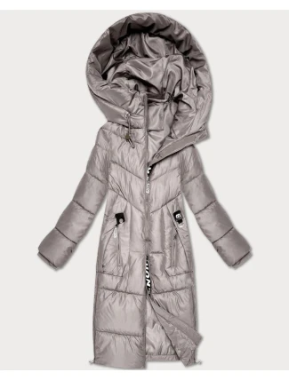 Světle béžová zimní vypasovaná bunda v délce do poloviny stehen S'West (B/R8535-46) Světle béžová zimní vypasovaná bunda v délce do poloviny stehen S'West (B/R8535-46)