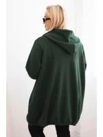 Dámská mikina zateplená Plus Size s kapucí a véčkovým výstřihem hnědá