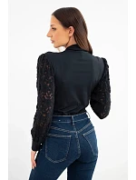 Dámské body halenka s krajkovými rukávy černá Dámské body halenka s krajkovými rukávy černá