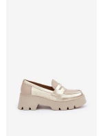 Kožené Dámské Mokasíny Na Platformě A Plochém Podpatku Panteří Zazoo 20191 Zlaté