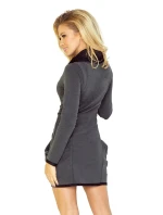 Dámské šaty s kapsami, dlouhým rukávem a rolákem tmavě šedé - Tmavě šedá - Numoco