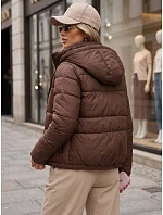 Dámská prošívaná bunda s kapucí, hnědá, FashionStreet TY5861 Dámská prošívaná bunda s kapucí, hnědá, FashionStreet TY5861