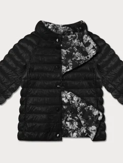Černá/květovaná oboustranná dámská plus size bunda se 3/4 rukávy Minority (M23-7010-1)