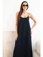 Dlouhé šaty bez ramínek námořnická modř