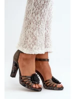 Dámské sandály na podpatku s ozdobou Maciejka 06620-20 grafitové