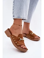 Semišové dámské pantofle Inblu TF0002KU Camel