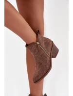 Dámské kotníkové boty v kovbojském stylu na podpatku S.Barski – hnědé