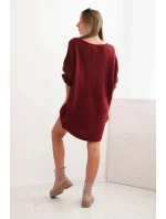 Dámská sukni Plus Size vlněná s výstřihem do V bordová