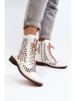 Děrované kožené botky Zazoo 2695 bílé