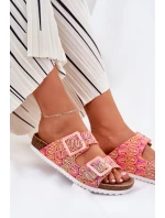 Dámské Pantofle S Přezkami A Leskem Oranžové S.Barski RB51-006