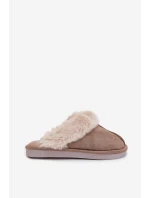 Dámské pantofle s kožíškem – khaki Carisse