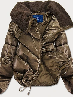 KRÁTKÁ OVERSIZE BUNDA S ŠIROKÝMI RUKÁVY HNĚDÁ (J9-016)