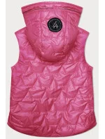 Neonově růžová tenká dámská vesta se zlatým zipem S'West (B8229-83)