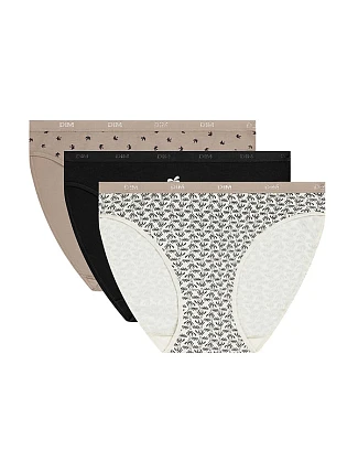 Dámské bavlněné kalhotky 3 ks DIM LES POCKETS COTTON SLIP 3x - DIM - bílá