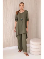 Sada halenky + kalhot s přívěskem světlo khaki