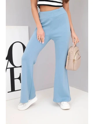 Dámské kalhoty máslíčko s rozšiřující nohavicí jeansové modrá
