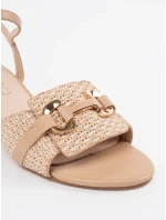 Exkluzívní hnědé  sandály dámské na širokém podpatku