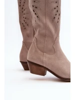 Zazoo 2909 Semišové Lodičky s Vyřezáváním na Nízkém Podpatku Bežové Zazoo 2909 Semišové Lodičky s Vyřezáváním na Nízkém Podpatku Bežové