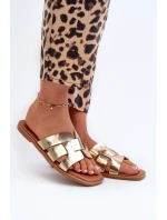 Ploché Dámské Sandály Z Ekokože Zlaté Risamay Ploché Dámské Sandály Z Ekokože Zlaté Risamay