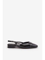 Lakované Baletky Na Nízkém Podpatku S Otevřenou Patou Černé Kairael