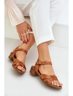 Kožené Sandály Na Jemném Podpatku Hnědé Zazoo 40372