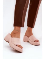 Eko Velurové Pantofle Dámské Na Platformě A Klíně Růžové Afisal