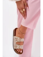 Dámské Textilní Pantofle Na Korekovej Platformě Se Sponami Zlaté Osoffe Dámské Textilní Pantofle Na Korekovej Platformě Se Sponami Zlaté Osoffe