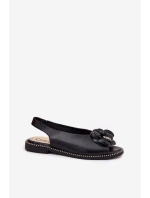 Kožené Ploché Sandály S Dekorací CheBello 4642 Černé