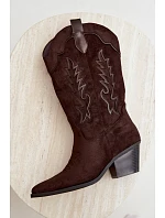 Dámské kozačky v stylu cowboy s podpatkem z eko semiše hnědé Jarissa Dámské kozačky v stylu cowboy s podpatkem z eko semiše hnědé Jarissa