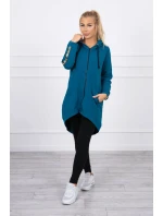 Dámská delší mikina se zipem na zádech 8997 Marine Petrolejová - K-Fashion Dámská delší mikina se zipem na zádech 8997 Marine Petrolejová - K-Fashion