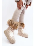 Dámské Sněhule S Kožíškem Béžové Big Star MM274380