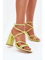Dámské sandály na podpatku s pásky limetkové Ciarilora