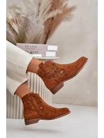 Dámské Kotníkové Boty Ažurové Na Zip Camel S.Barski Dámské Kotníkové Boty Ažurové Na Zip Camel S.Barski