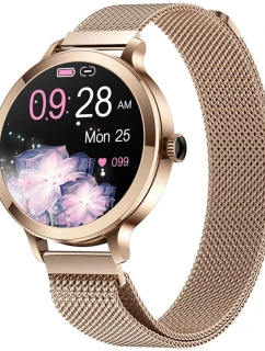 Dámské chytré hodinky VELTORI VT340-1 Zlatý náramek + růžový silikonový řemínek