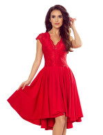 Dámské šaty s krajkovým výstřihem Numoco PATRICIA - červené