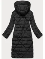 Černá dlouhá dámská zimní bunda s kapucí (my043)