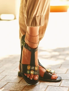 Elegantní Dámské Sandály S Ozdobnými Detaily S.Barski KV27-030 Černé