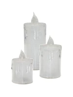 DEKORATIVNÍ SVÍČKA 3 KS TRANSPARENTNÍ TEPLÁ BÍLÁ 1 LED