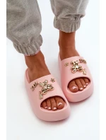 Dámské lehké pěnové žabky s ozdobami růžové Orchia