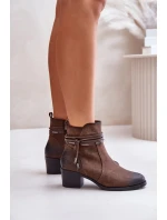 Dámské boty na podpatku z teplou podšívkou hnědé Lobina Dámské boty na podpatku z teplou podšívkou hnědé Lobina