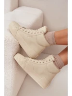 Zateplené dámské tenisky na platformě Big Star OO274795 Béžové