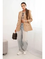 Elegantní sako s klopami camelové