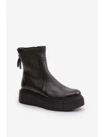 Zazoo 60369 Dámské Kožené Botky Na Platformě Černé Zazoo 60369 Dámské Kožené Botky Na Platformě Černé