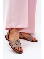 Zazoo 40185 Pohodlné Kožené Nazouvací Sandály Tmavě Béžové