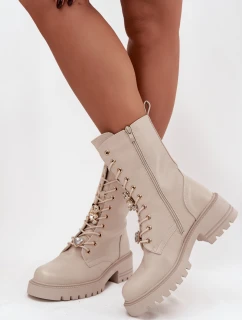 Dámské workery s přezkami Medvídek Srdce Béžové Iravine