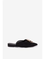 Dámské pantofle Mule s ozdobným zlatým detailem Černé Galvella